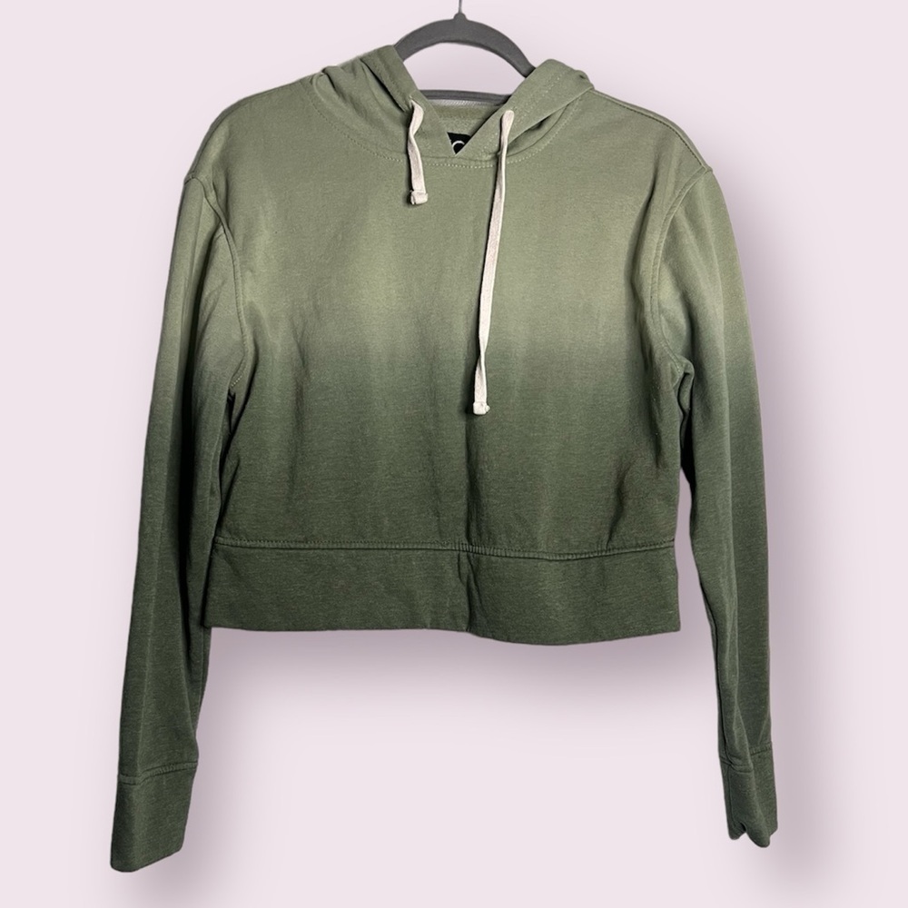 BKC BKLYN Cloth Green Ombre Cropped Hoodie Small